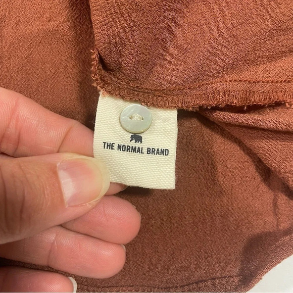 The Normal Brand Tie Front Blouse Button Crop Size XS Brown - Picture 6 of 9